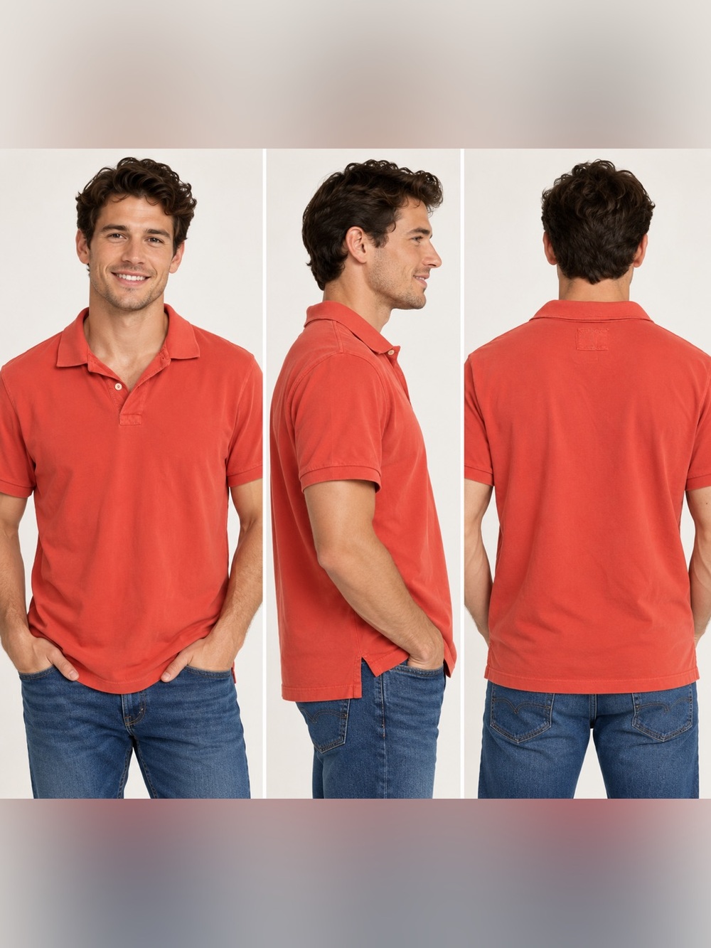 J. Crew Men's Polo Shirt - Coral Red